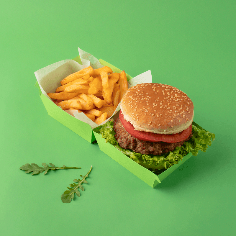 A healthy vegan burger with plant-based ingredients